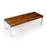 Merrow Associates Coffee table chrome and veneered wood 39cm high, 122cm wide.