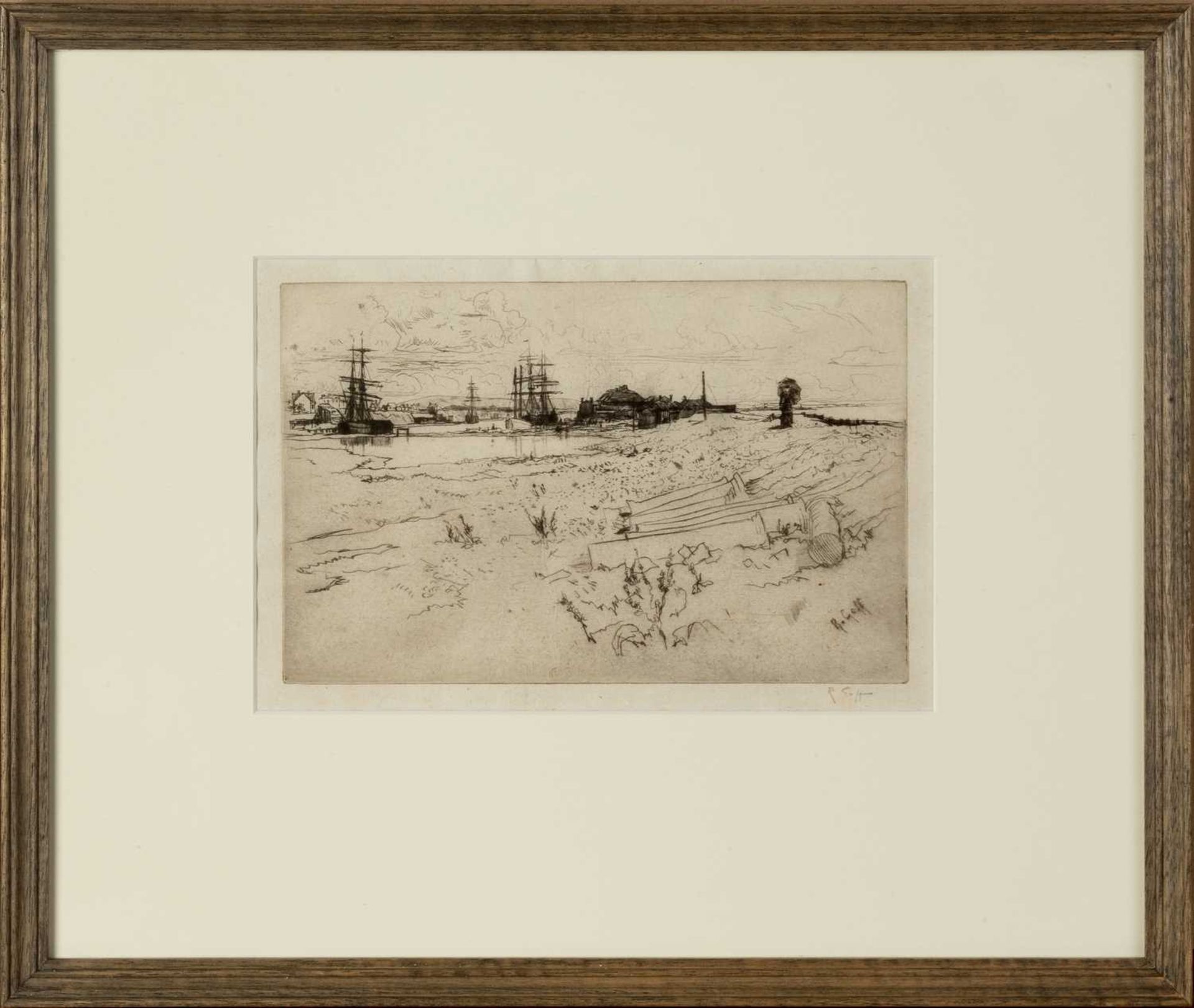 Robert Goff (1837-1922) The Pool, Aldrington signed in pencil (in the margin) etching 16 x 23cm. - Bild 2 aus 3