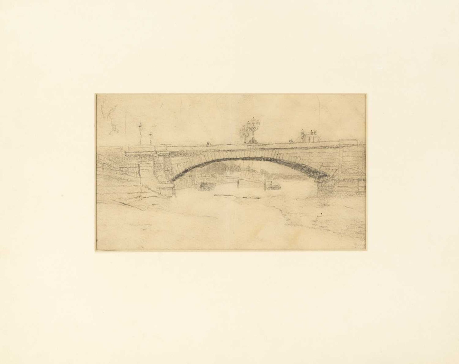 Walter Greaves (1846-1930) Battersea New Bridge inscribed (to reverse) pencil on paper 13 x 22cm. - Bild 2 aus 3