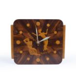 Attributed to Mjölby Intarsia Wall Clock, circa 1930 inlaid wood 36 x 43cm. Provenance: The