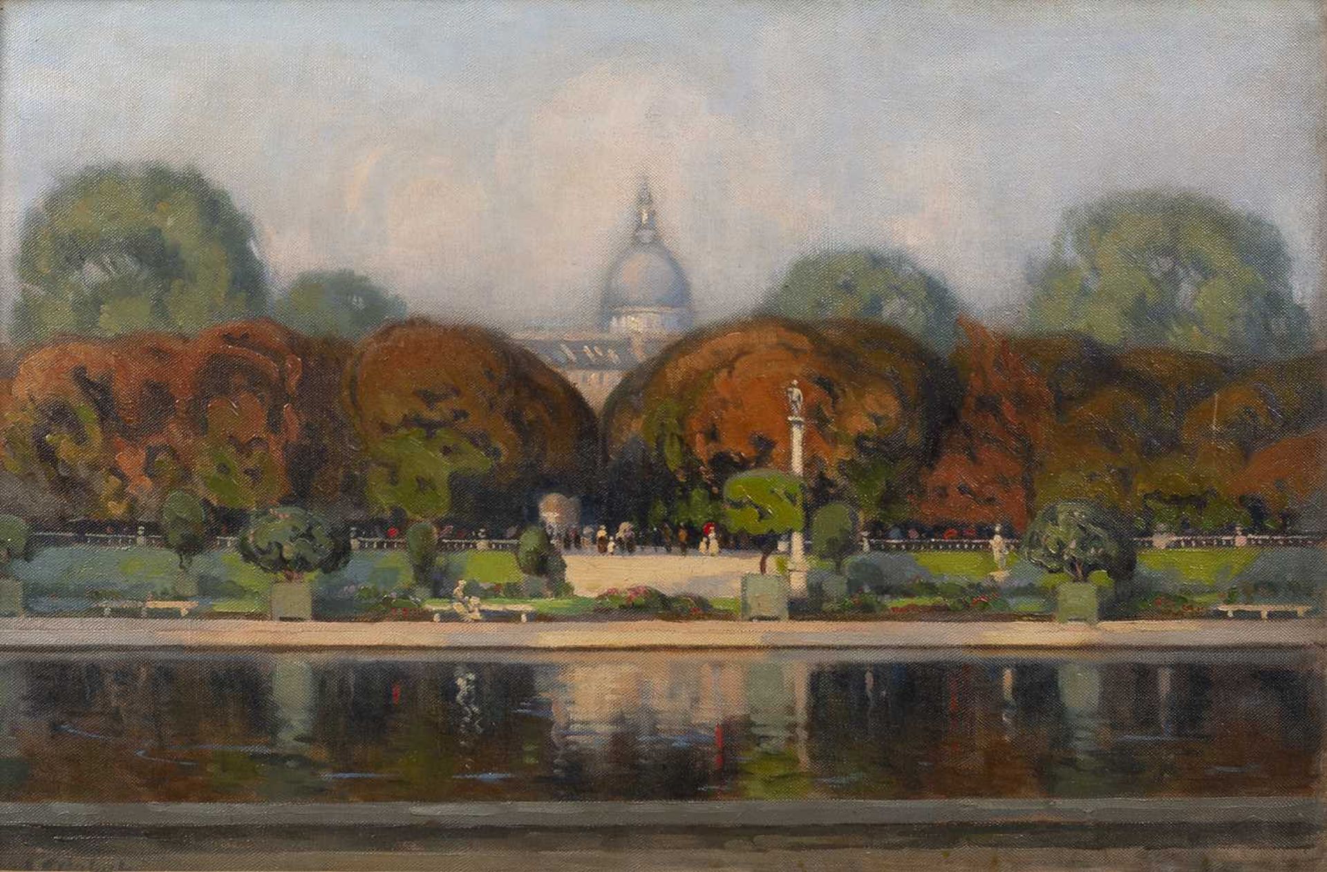John Mansfield Crealock (1871-1959) Luxembourg Gardens signed (lower left), titled, and dated (to