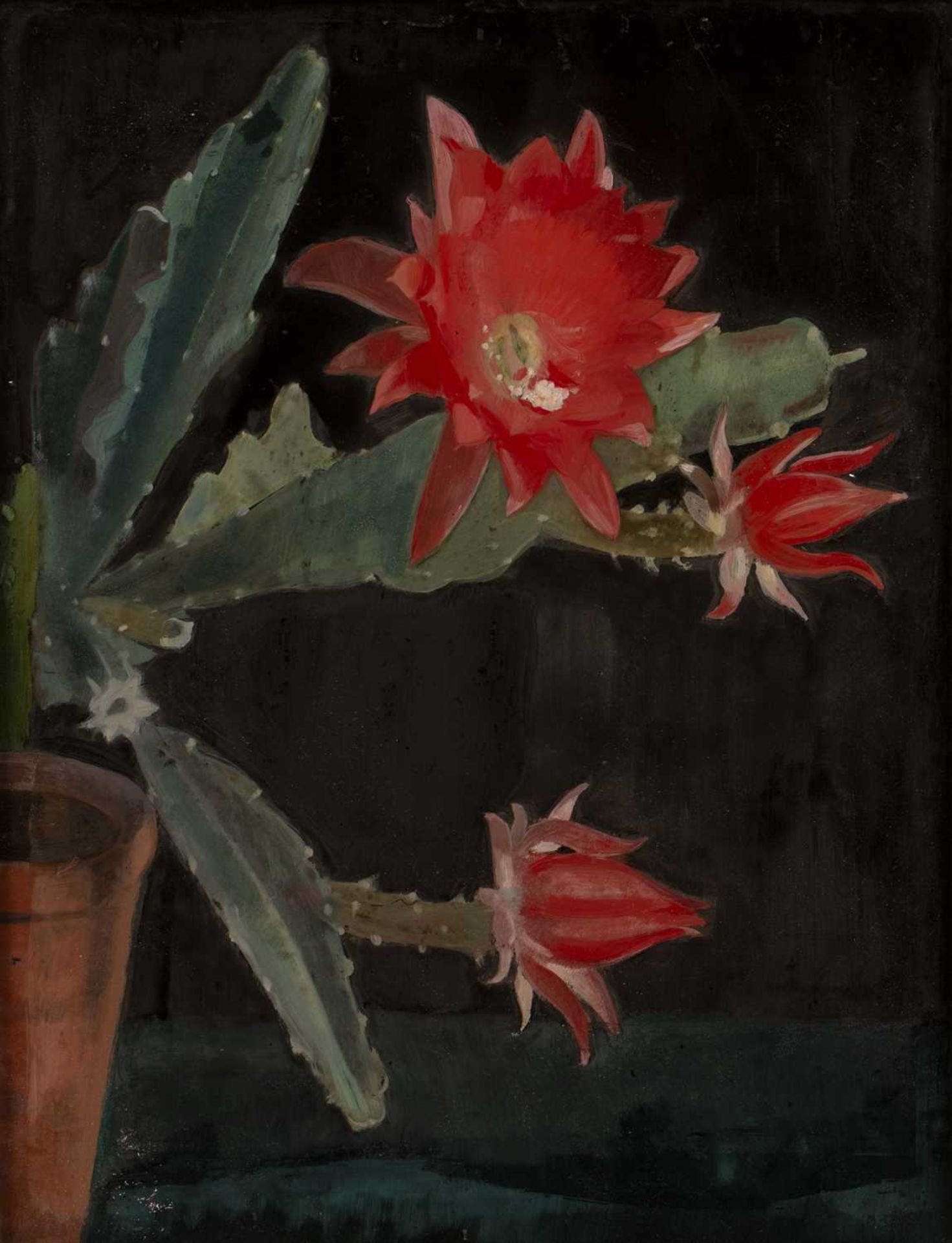 Margaret Gere (1878-1965) Cactus signed and titled (to artist's label on the reverse) oil on board