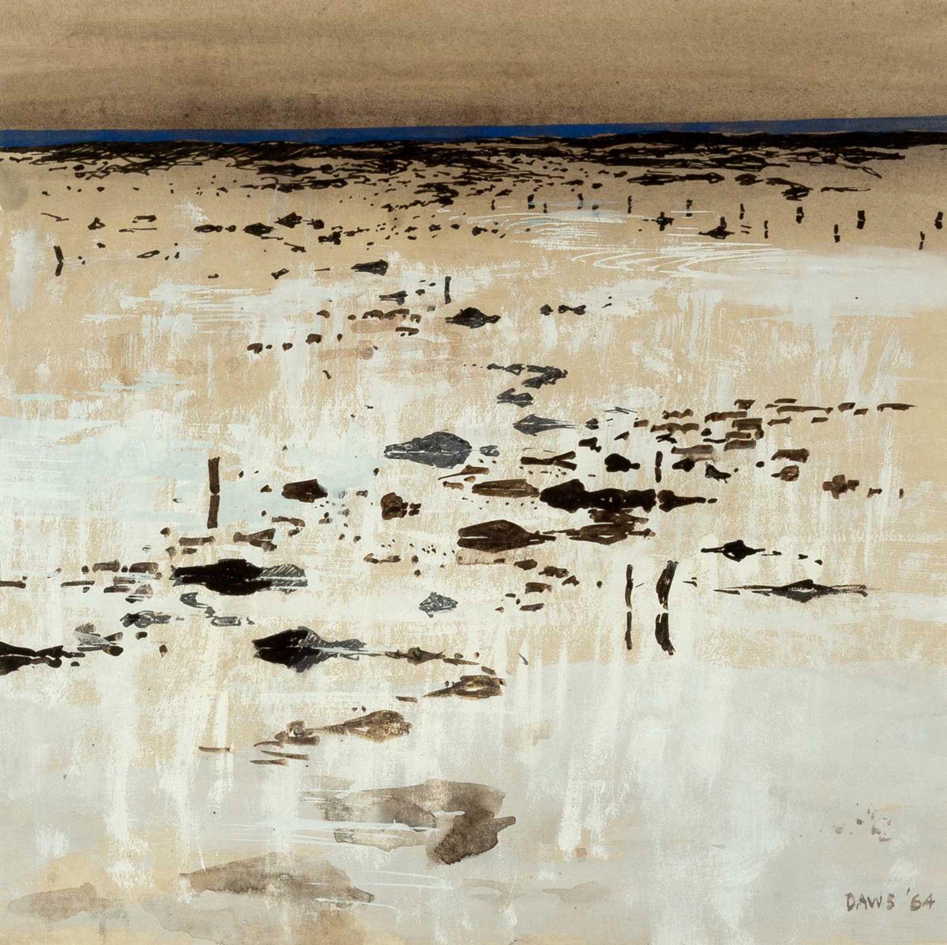 Lawrence Daws (b.1927) Beach at Low Tide, 1964 signed and dated (lower right) oil on board 29 x
