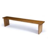 Modernist School Bench oak with exposed joints 45cm high, 195cm wide.32cm deep. One knot in the wood