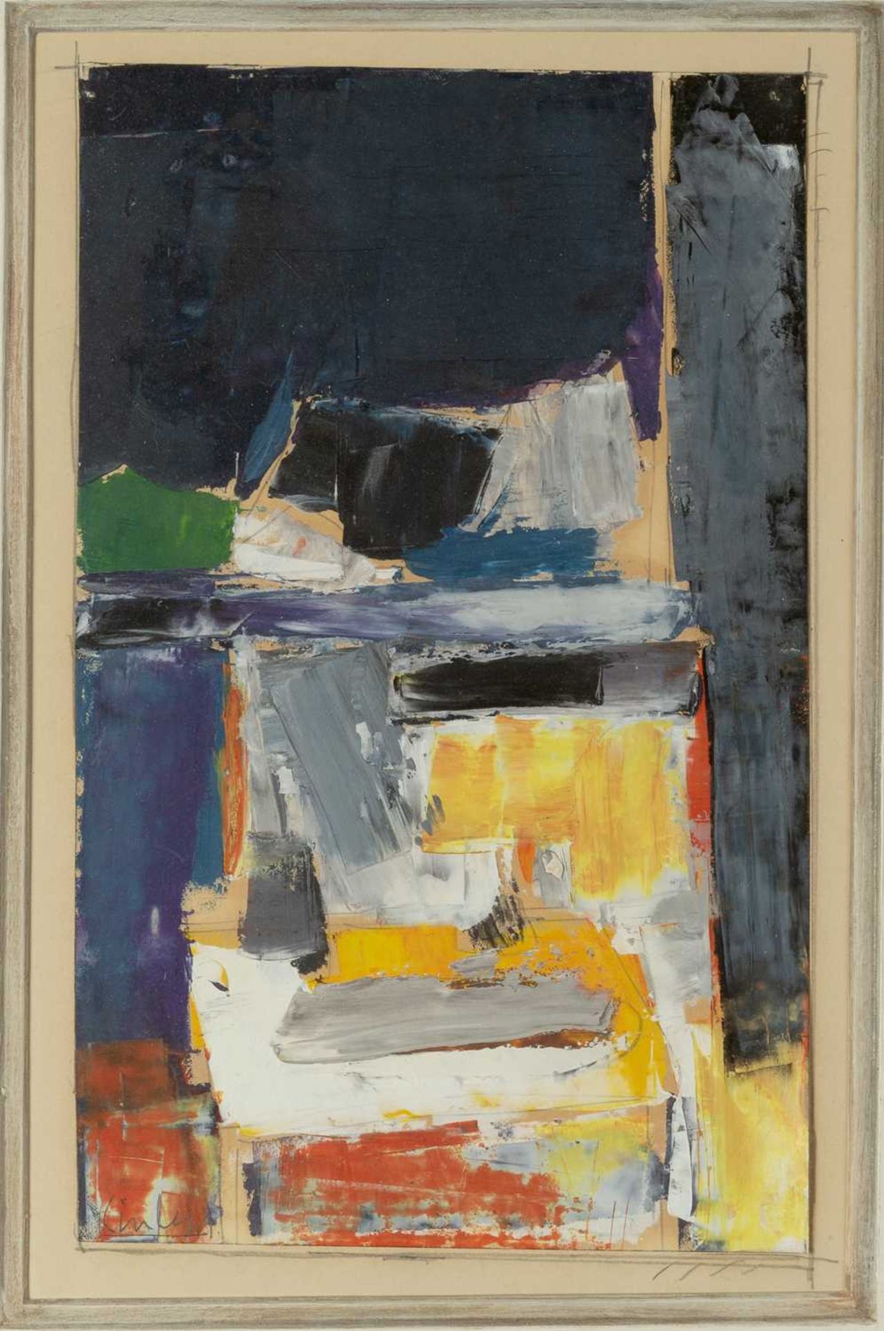 Peter Kinley (1926-1988) Untitled signed (lower left) oil on card 30 x 20cm. Provenance: The