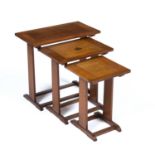 Robin Nance (1907-1990) of St Ives Nest of three tables oak, with rectangular tops, raised on end