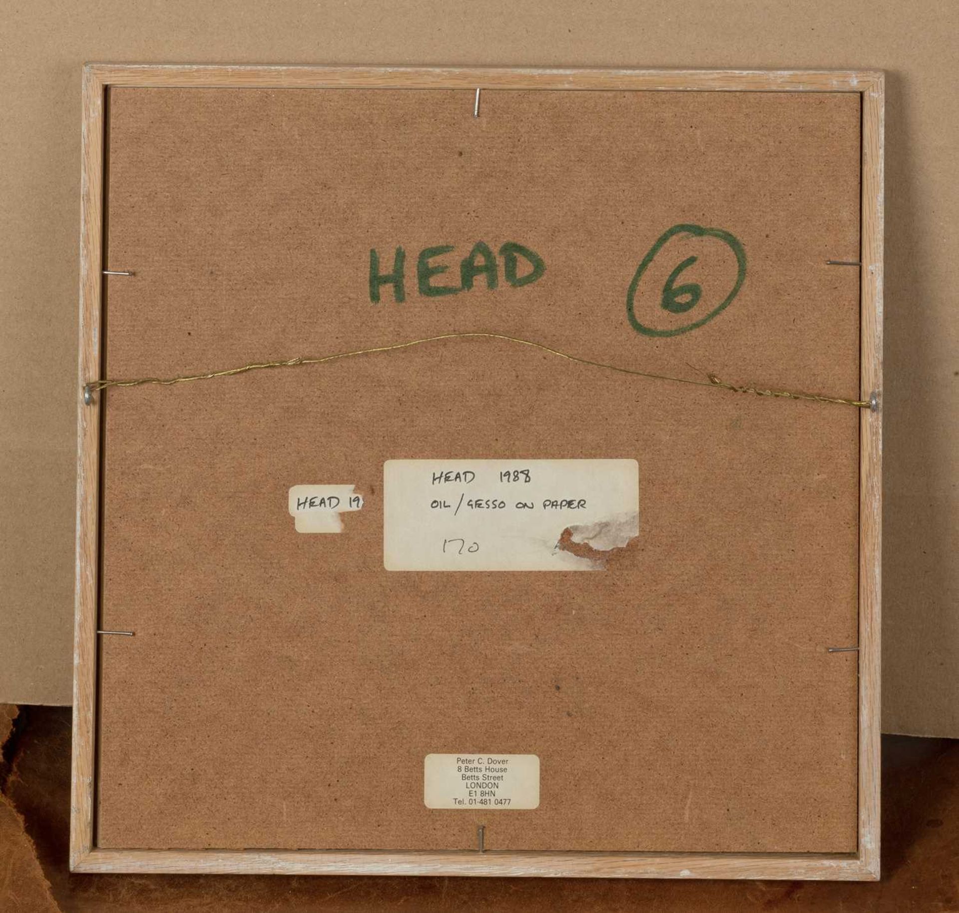 Peter Dover (b.1954) Through; and Head, 1988 signed, titled and dated (to reverse) oil and gesso - Image 3 of 3