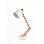 Terence Conran for Habitat Mac lamp wooden adjustable arm with a white enameled base and shade