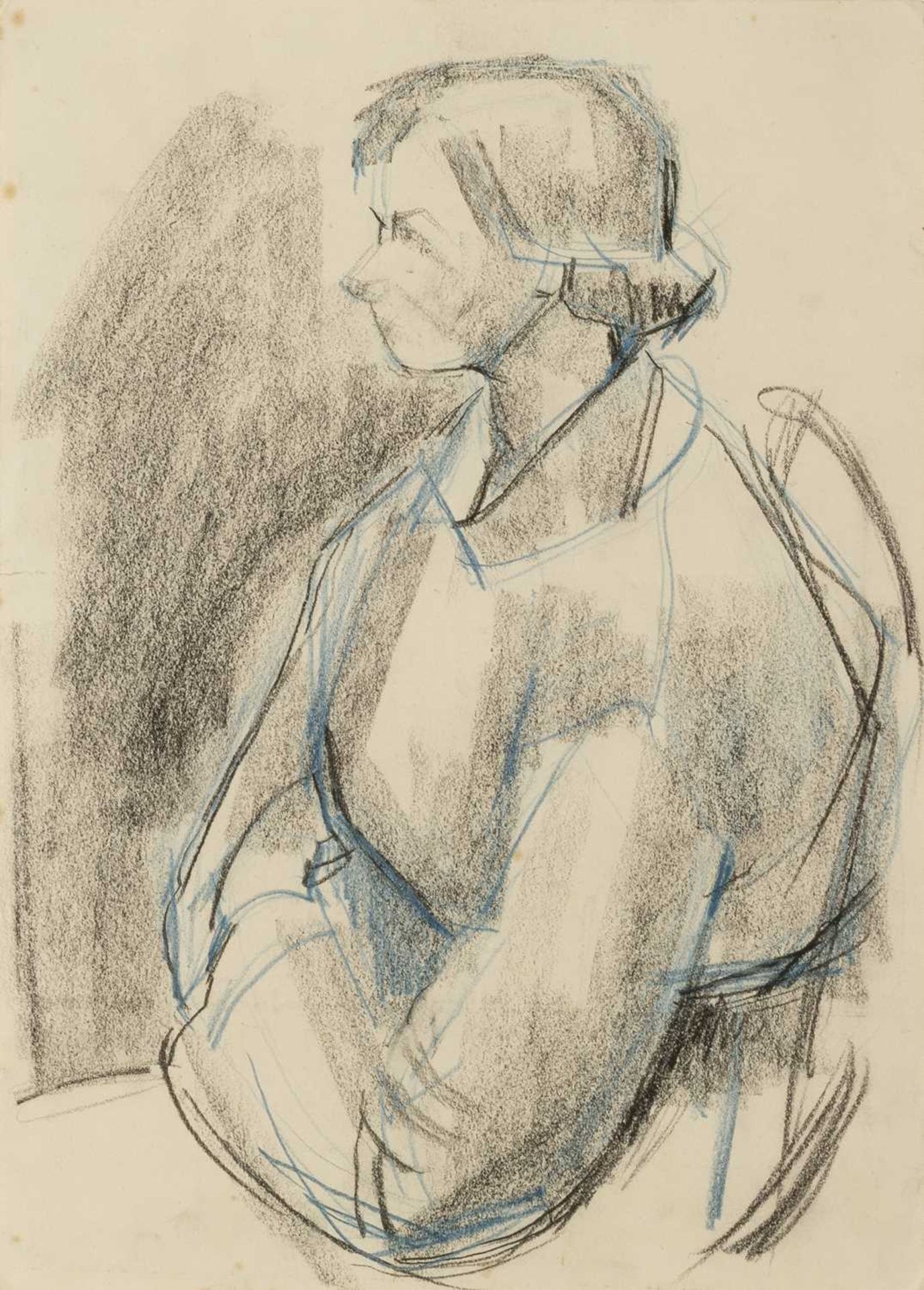 Pamela Spencer (1924-2012) Portrait of a Lady in Profile pencil on paper 36 x 25cm.