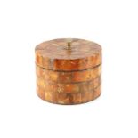 Manner of Aldo Tura (1909-1963) Lidded container circular form with amber-type tiles 21cm high, 27cm