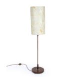 Scandinavian School Floor lamp wood with original shade 128cm high.