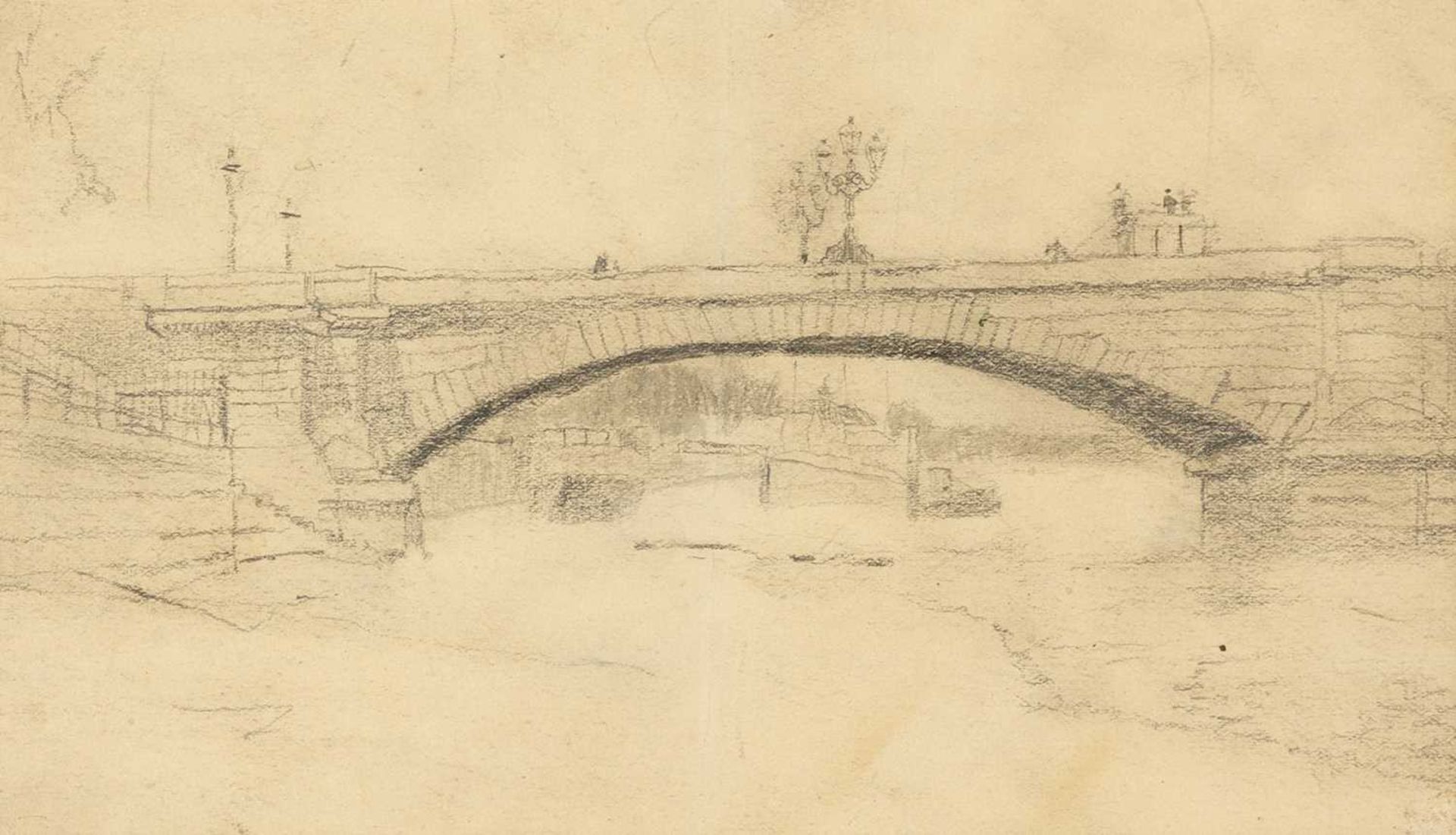 Walter Greaves (1846-1930) Battersea New Bridge inscribed (to reverse) pencil on paper 13 x 22cm.