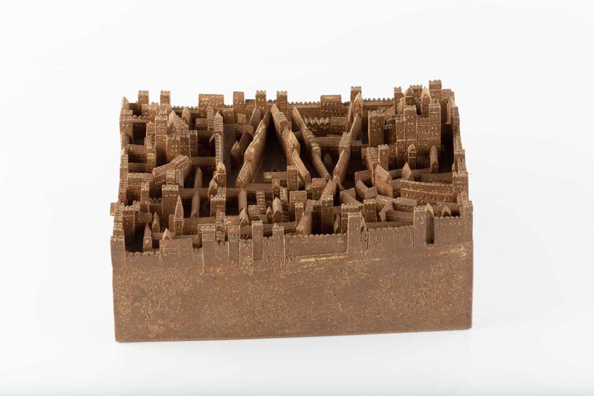 Bryan Newman (1935-2019) Model of a walled city stoneware 15cm high, 32cm wide, 22cm deep.It appears - Image 2 of 3