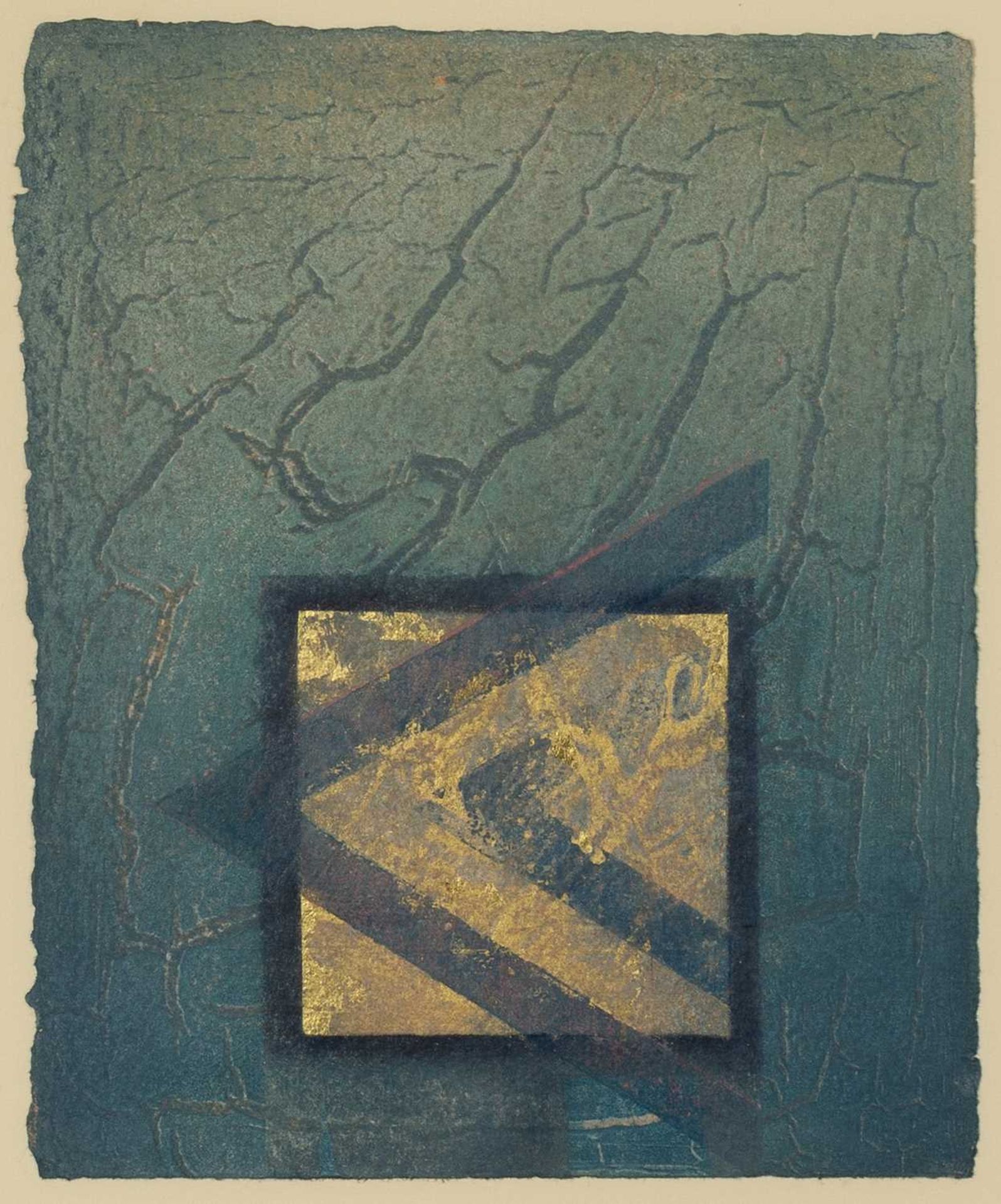 Peter Dover (b.1954) Pyramid relief monoprint 23 x 18cm; and two further monoprints by Peter