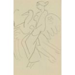 Duncan Grant (1885-1978) Leda and the Swan, circa 1960 ink on paper 14 x 9cm. Provenance: The