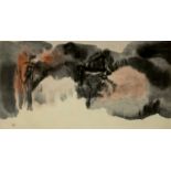 Elizabeth Dun (1923-1995) Chinese landscape signed (lower right) watercolour 46 x 85cm.