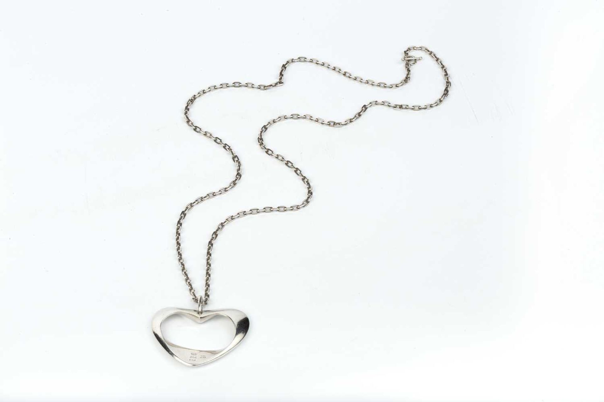 Henning Koppel for Georg Jensen Silver heart pendant on chain signed and stamped '925S DENMARK' - Image 2 of 4