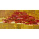 Malcolm Cooke (20th Century) Red and Yellow Abstract, 1957 signed and dated (to reverse) oil on