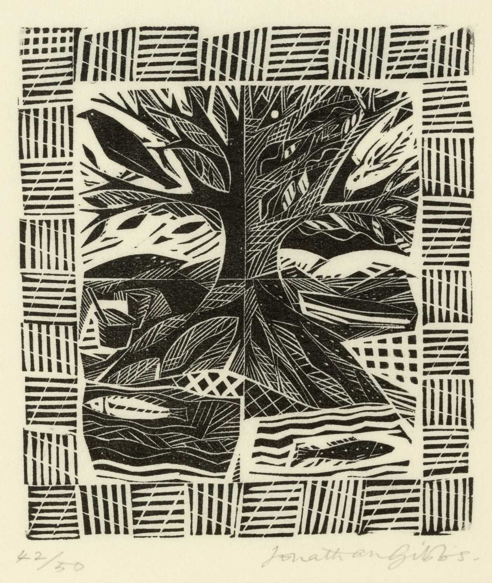 Jonathan Gibbs (b.1953) Tree 42/50, signed and numbered in pencil (in the margin) wood engraving - Image 3 of 9