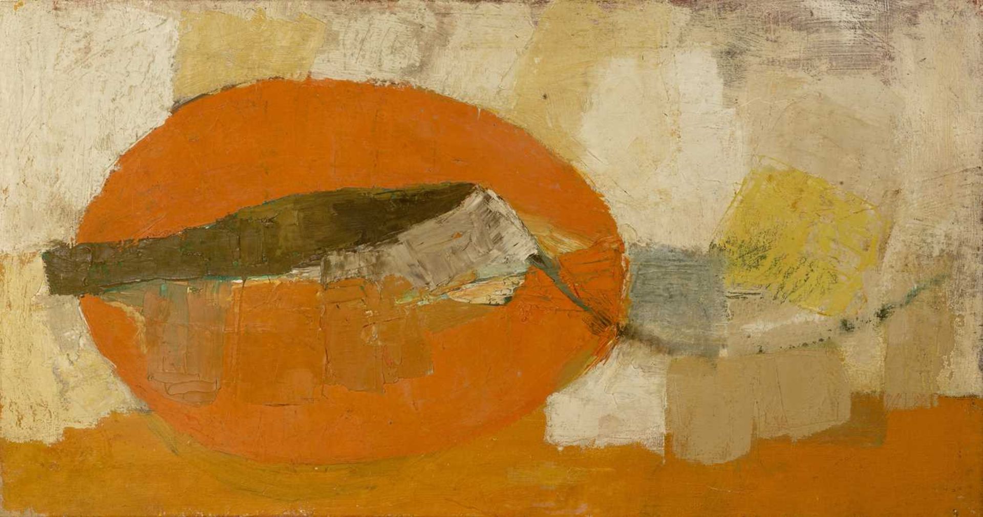 Elizabeth Dun (1923-1995) Orange Fish signed and dated (to reverse) oil on canvas 41 x 77cm,