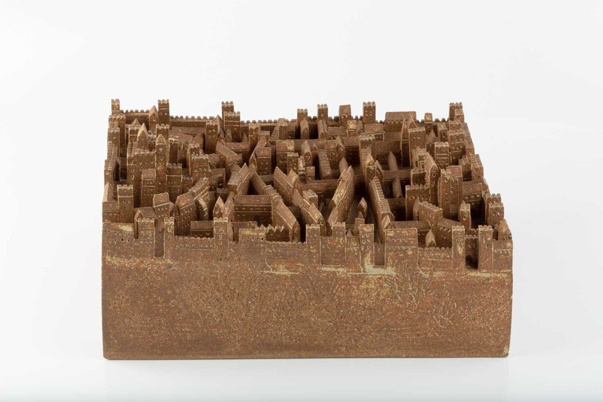 Bryan Newman (1935-2019) Model of a walled city stoneware 15cm high, 32cm wide, 22cm deep.It appears - Image 3 of 3