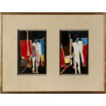 Peter Kinley (1926-1988) Two Studies for Figures with Mirrors, 1960 each signed (lower left) oil