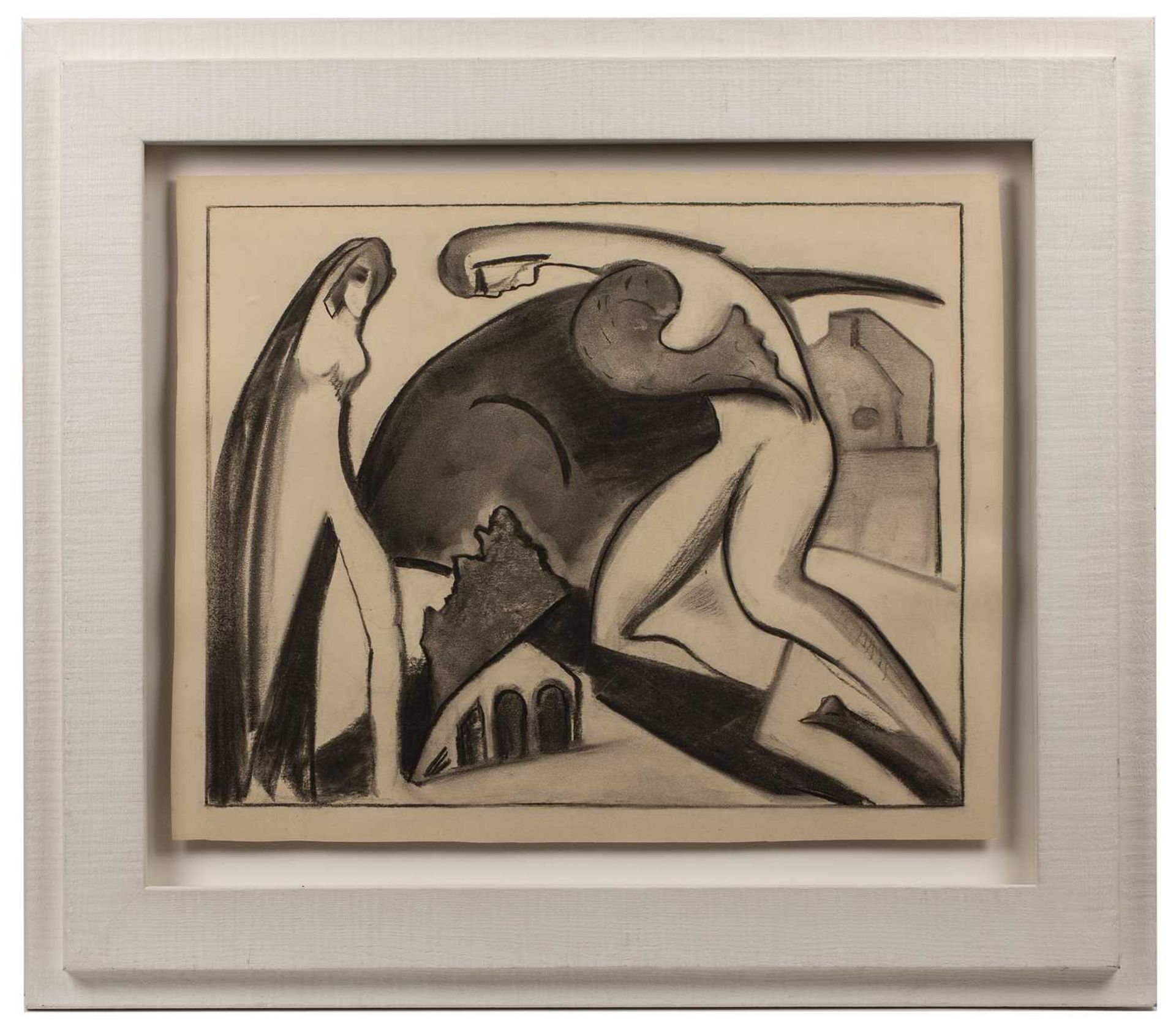 Bruno Beran (1888-1979) Two Figures signed (to the original mount, now attached to the reverse) - Image 2 of 3