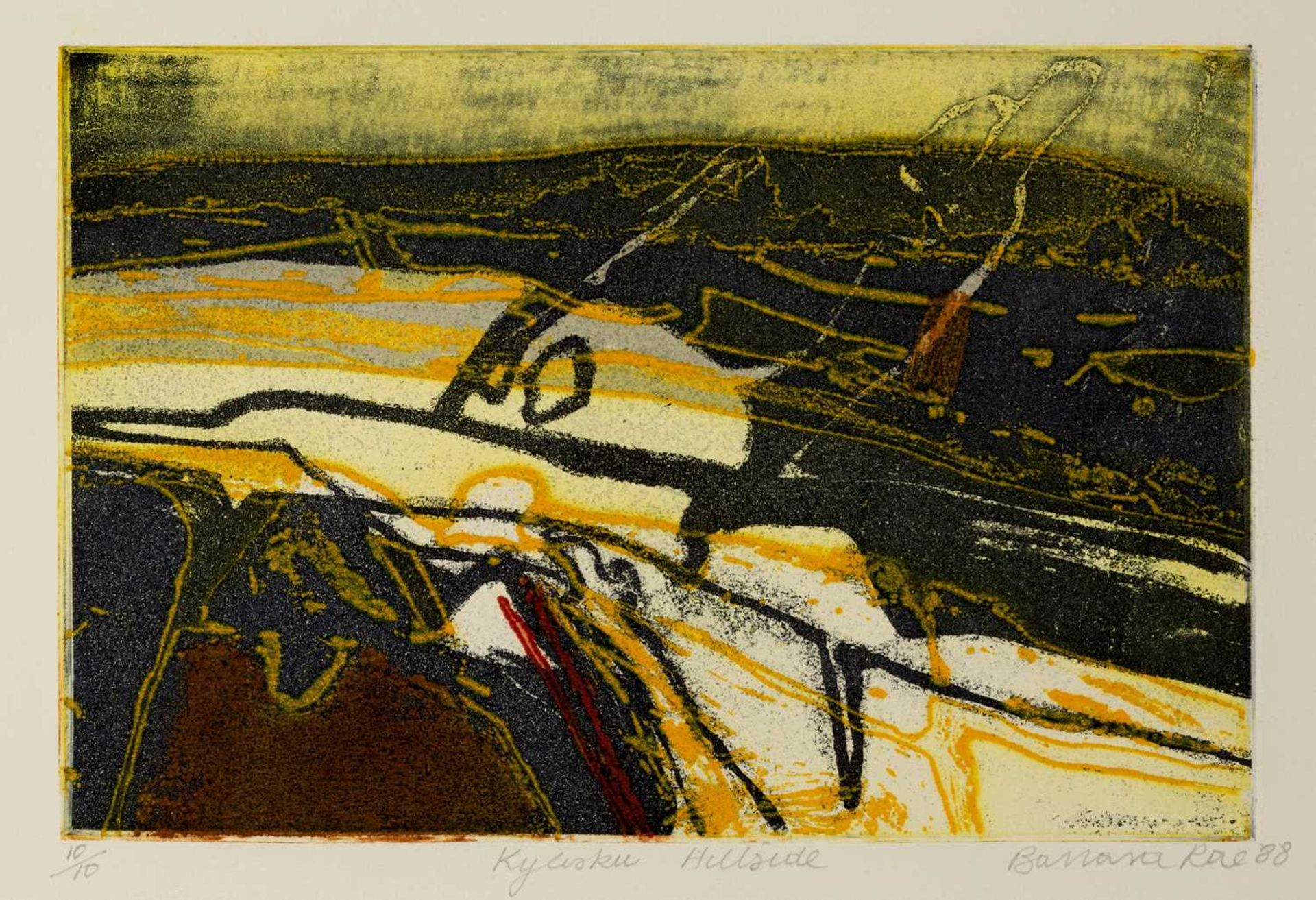 Barbara Rae (b.1943) Hillside, 1988 10/10, signed, numbered, dated, and titled in pencil (in the