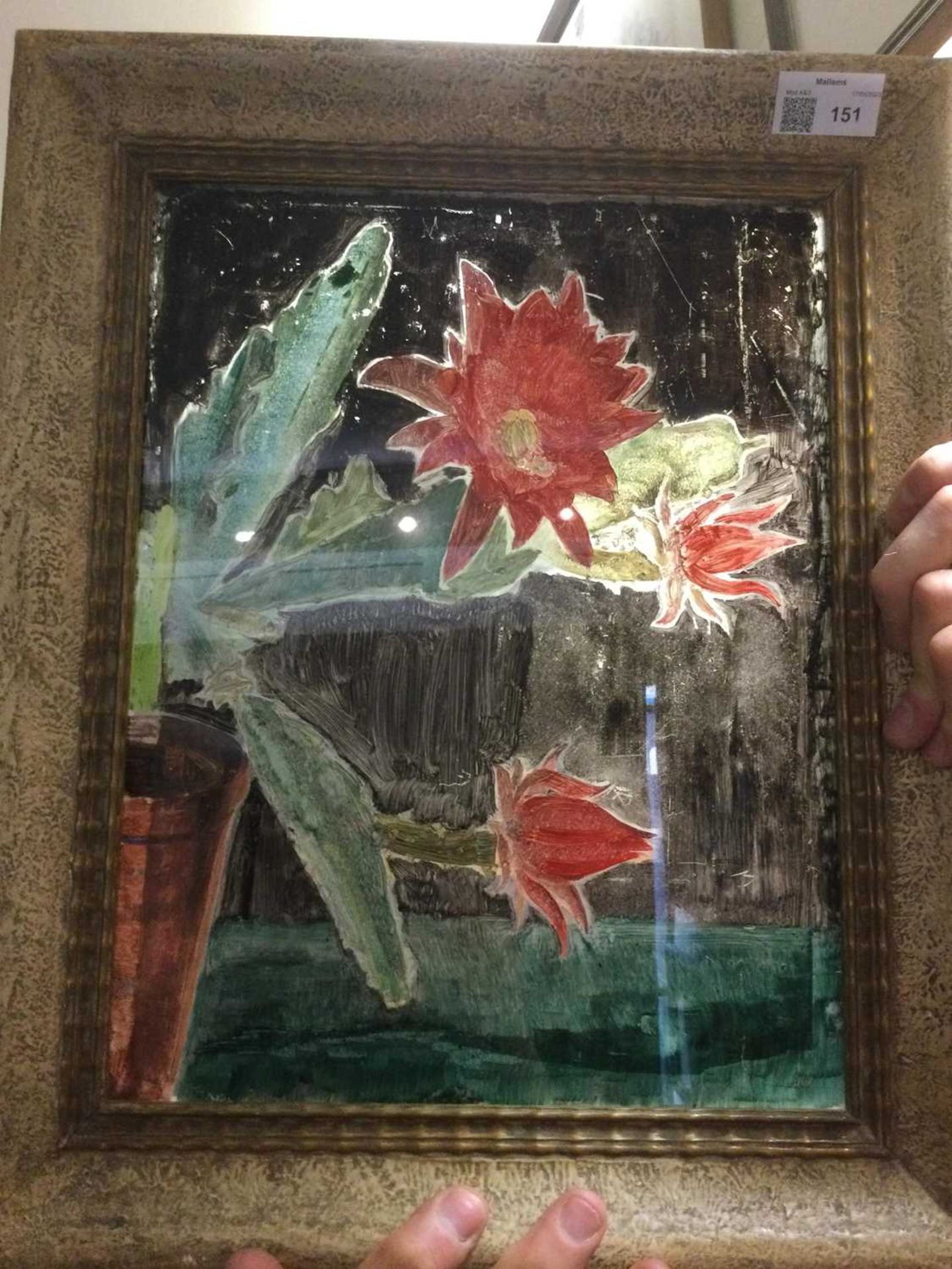 Margaret Gere (1878-1965) Cactus signed and titled (to artist's label on the reverse) oil on board - Image 5 of 9