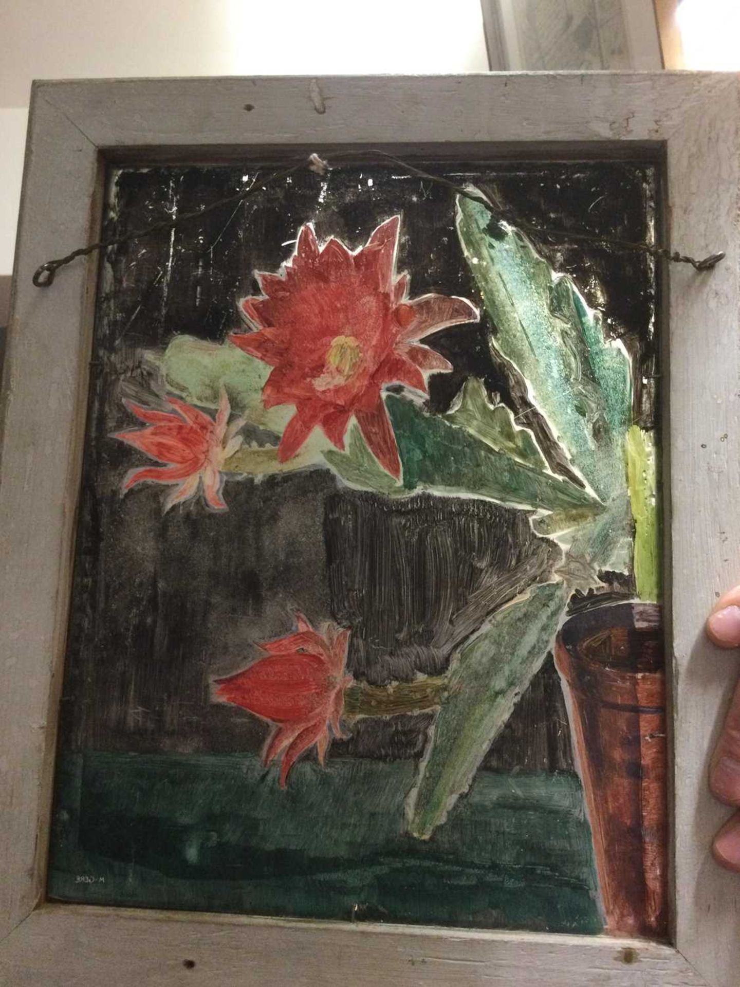 Margaret Gere (1878-1965) Cactus signed and titled (to artist's label on the reverse) oil on board - Image 4 of 9