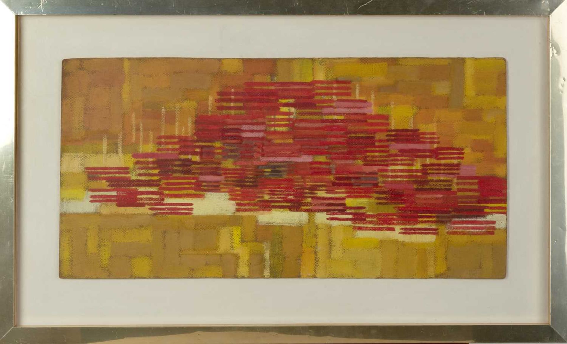 Malcolm Cooke (20th Century) Red and Yellow Abstract, 1957 signed and dated (to reverse) oil on - Image 2 of 3