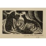 Leon Underwood (1890-1975) Cats, 1928 signed and dated in pencil (in the margin) wood engraving 6