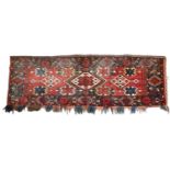 A Ersari Turkoman panel with Ikat inspired design, 51cm x 160cmIn good condition, with some loss