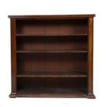 A Victorian mahogany open front bookcase with three adjustable shelves, 145cm wide x 37cm deep x