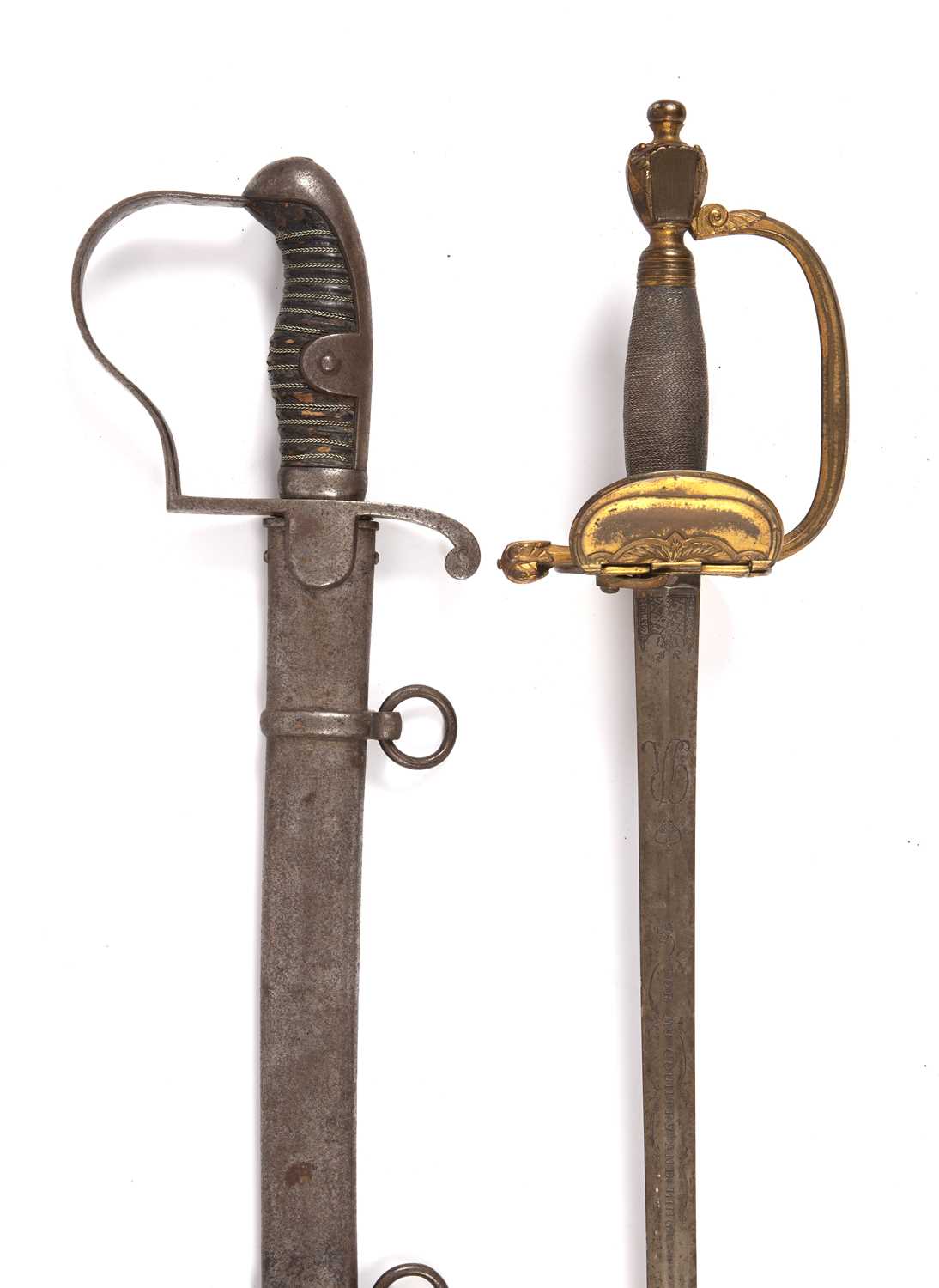 A British 1796 style Light Cavalry sabre with an altered blade, the blade 81cm in length; and a 1796 - Image 3 of 6