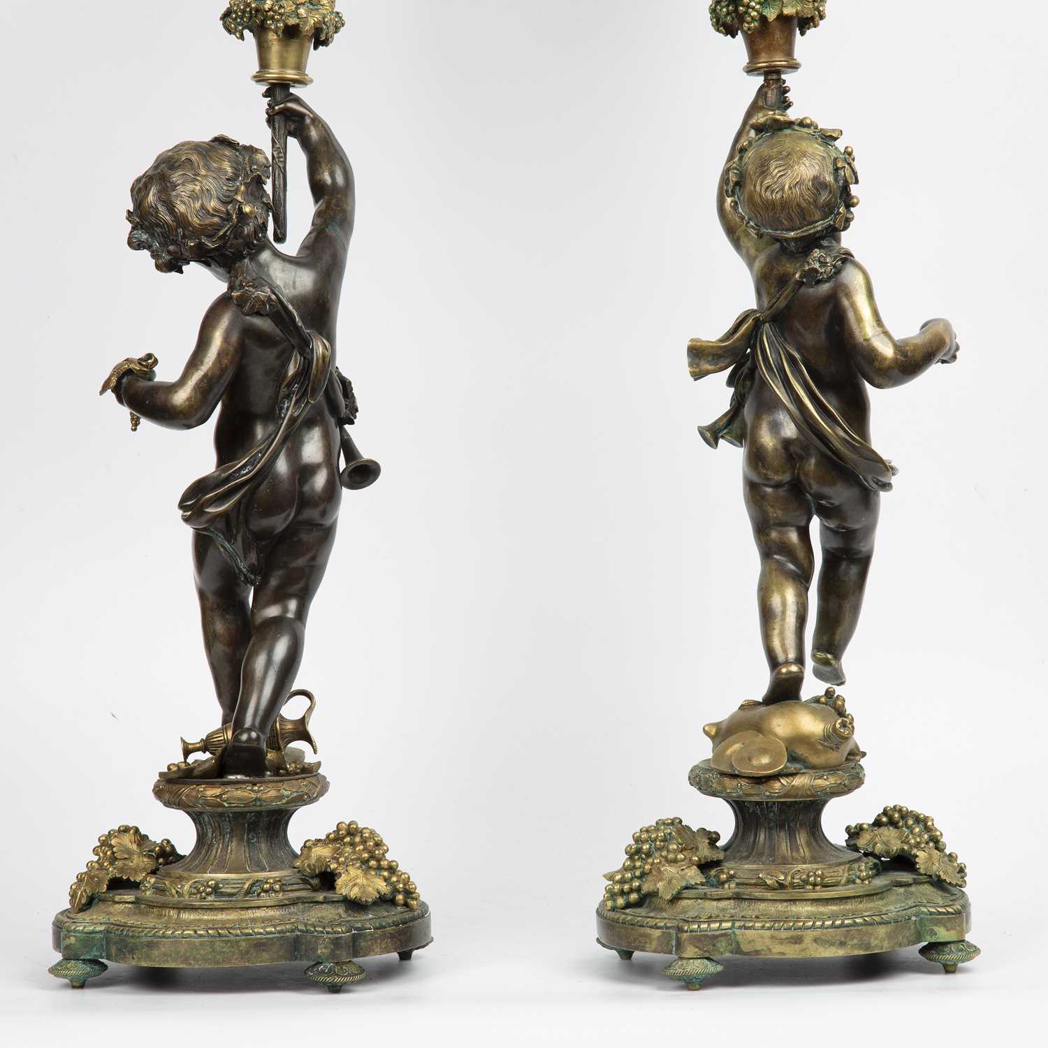 An Impressive near pair of 19th century Louis XVI style French bronze four branch candelabras of - Image 2 of 3