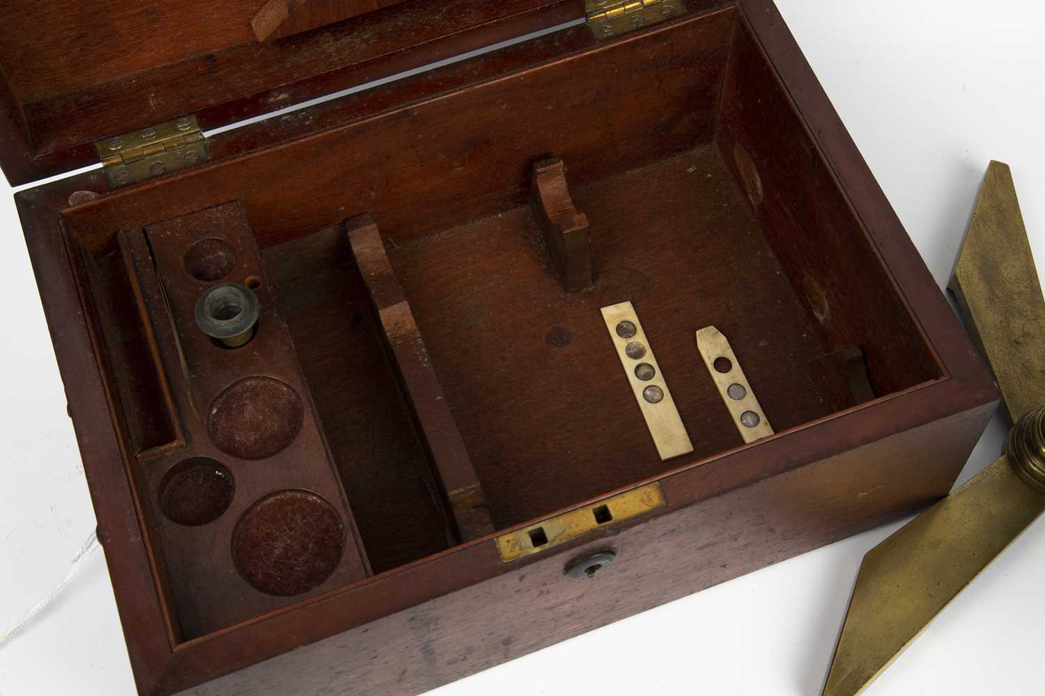 An early 19th century brass compound microscope by Andrew Pritchard, London, with two objectives and - Image 4 of 4