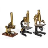 Three monocular microscopes to include two by Ernst Leitz number 2197151 and number 88865 (3)At