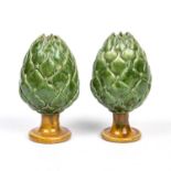 A pair of 19th century Majolica glazed artichoke or flower heads each 8cm wide x 15cm highSeveral