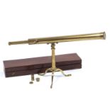 A 19th century lacquered brass telescope by Andrew Ross, 33 Regent Street, overall 97cm in length,