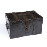 A French Louis XIV kingwood veneered and iron mounted strongbox 40cm wide x 27cm deep x 22cm highTwo