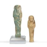 An Egyptian Shabti for Horemheb 10cm high and a further Shabti 8cm high. from a private