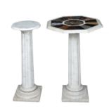 A pair of marble table bases of fluted column form one with a 19th century grand tour type