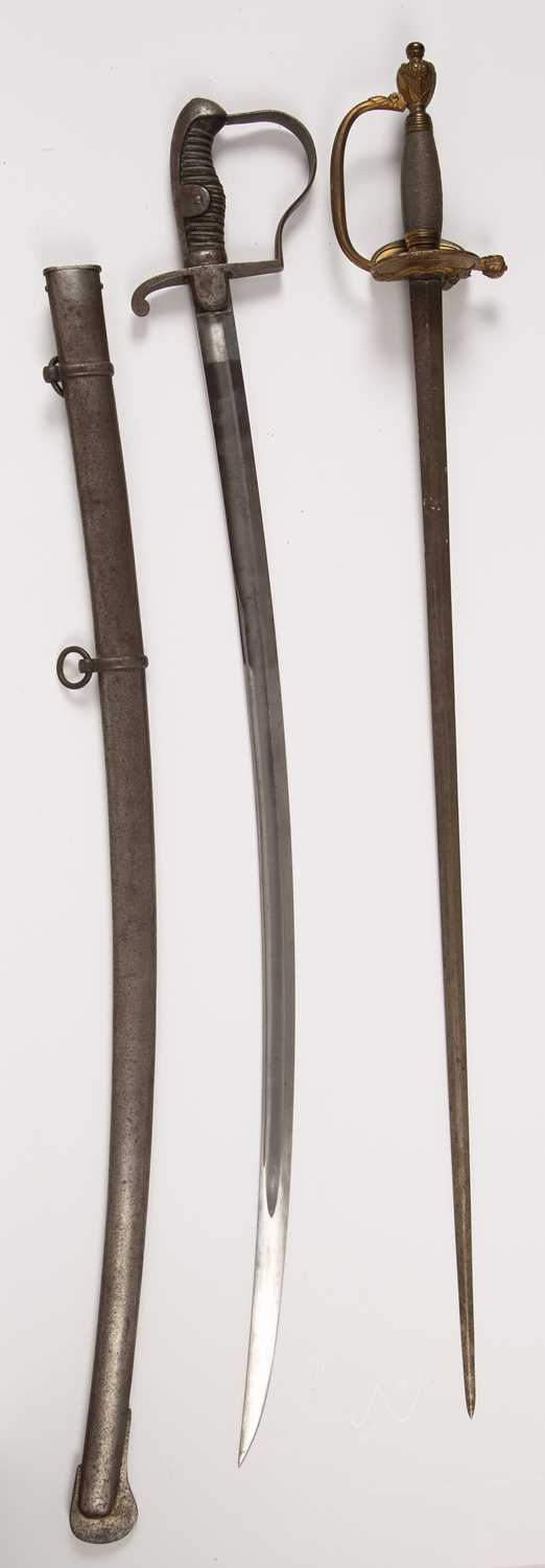 A British 1796 style Light Cavalry sabre with an altered blade, the blade 81cm in length; and a 1796 - Image 6 of 6