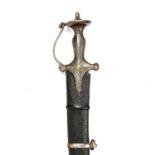 A 19th century Indo-Persian sword the steel hilt with engraved decoration, the curved blade, 80cm in