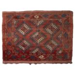 An antique Ersari Turkomen Chuval with repeated small hexagons with double arrow heads, 142cm x