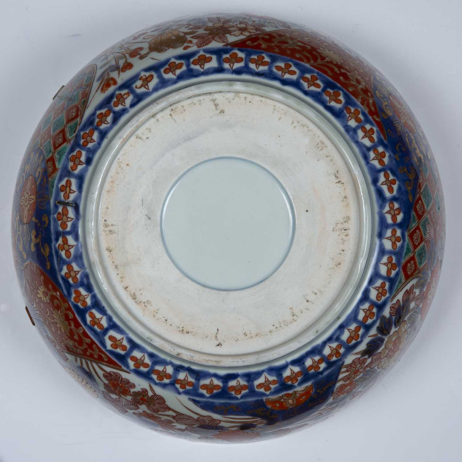 A 19th century Imari punch bowl, 31cm diameter, 15cm high; a small 19th century Chinese blue and - Image 4 of 5