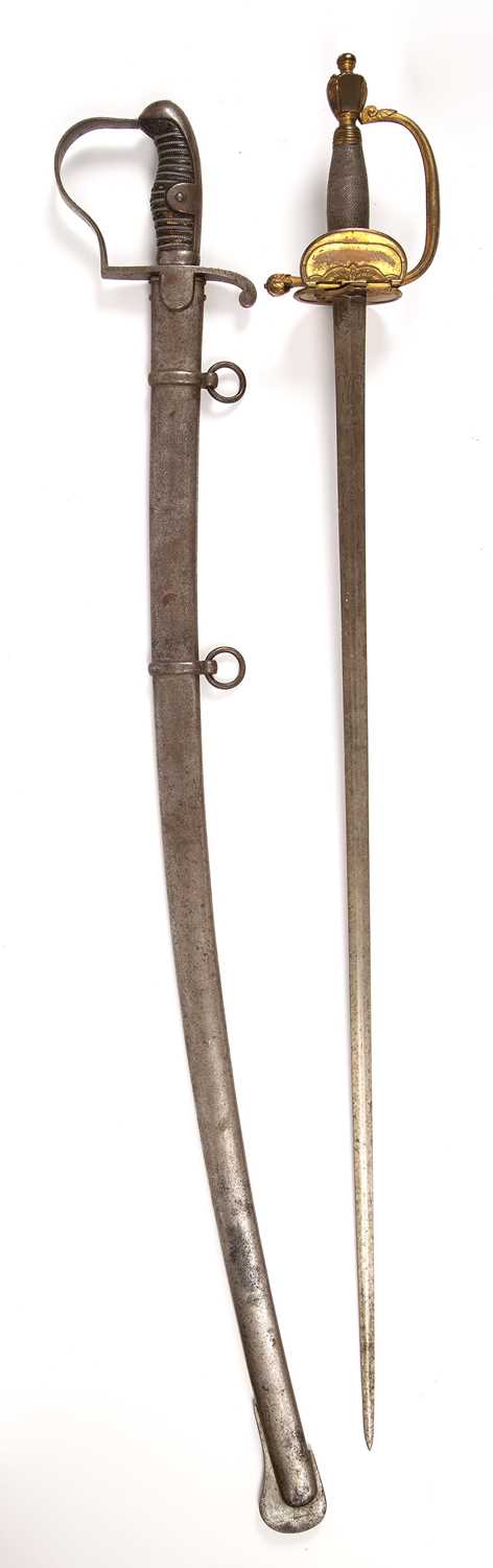 A British 1796 style Light Cavalry sabre with an altered blade, the blade 81cm in length; and a 1796 - Image 2 of 6