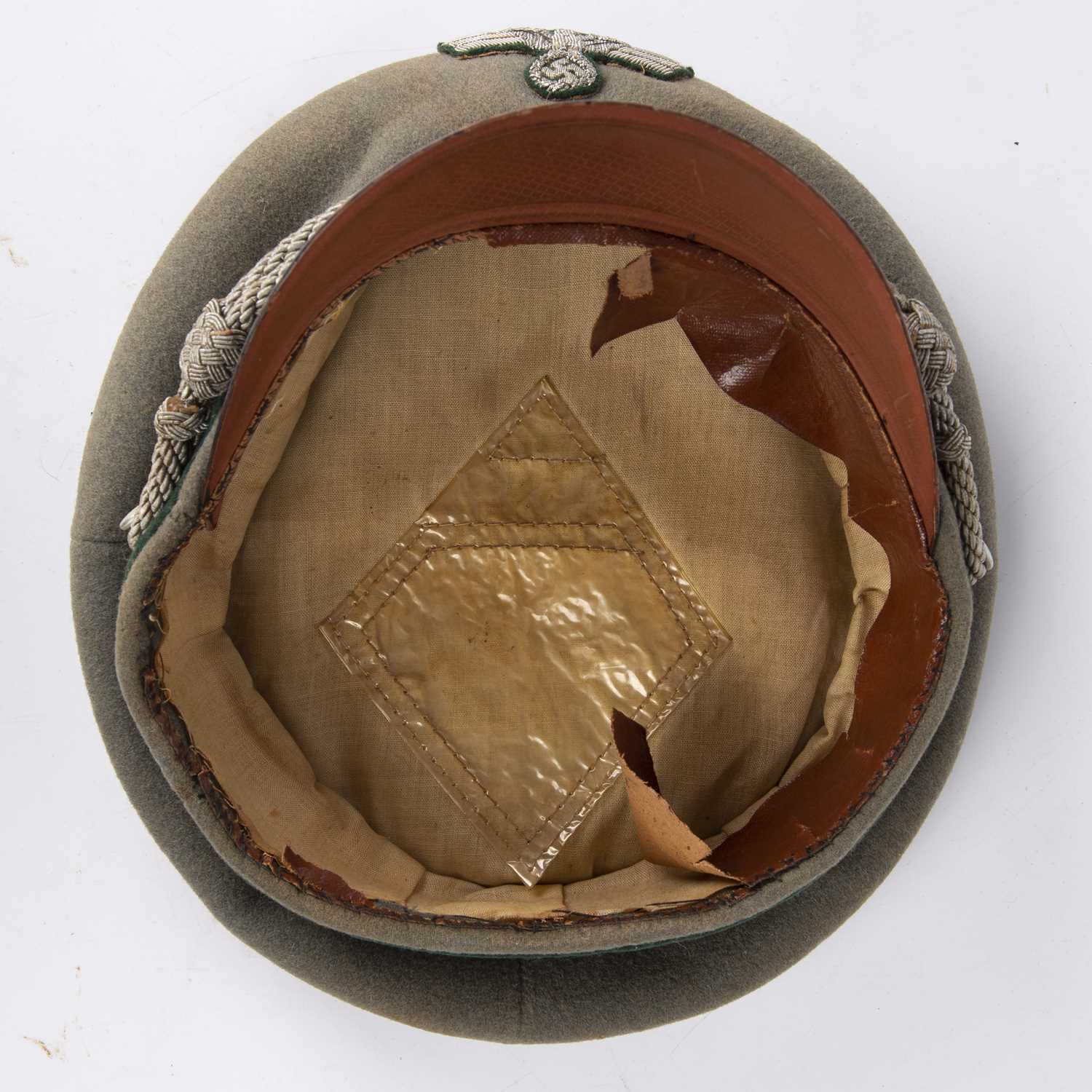 A German World War II infantry officers cap with green cloth and bullion badgesFelt with some - Image 4 of 4