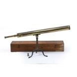 A large 19th century lacquered brass telescope signed E Lennie Edinburgh 8cm diameter 110cm in